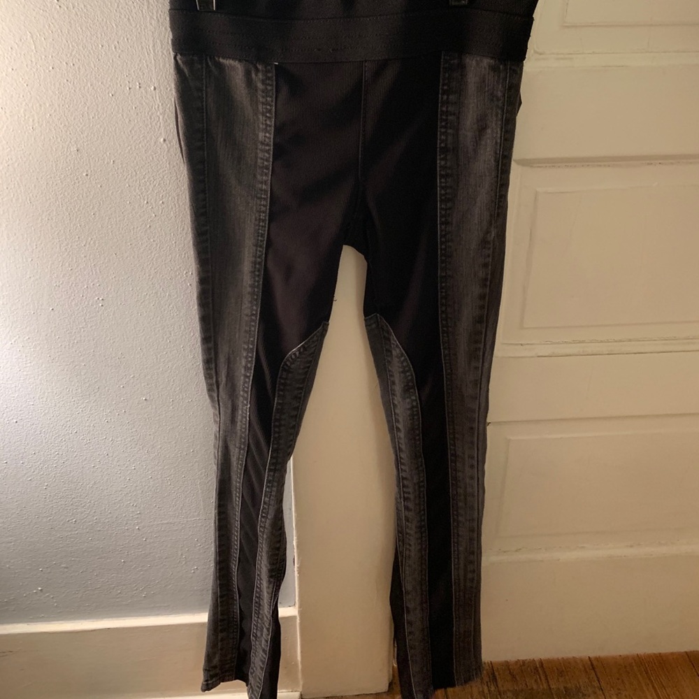 Skinny mixed fabric jeans